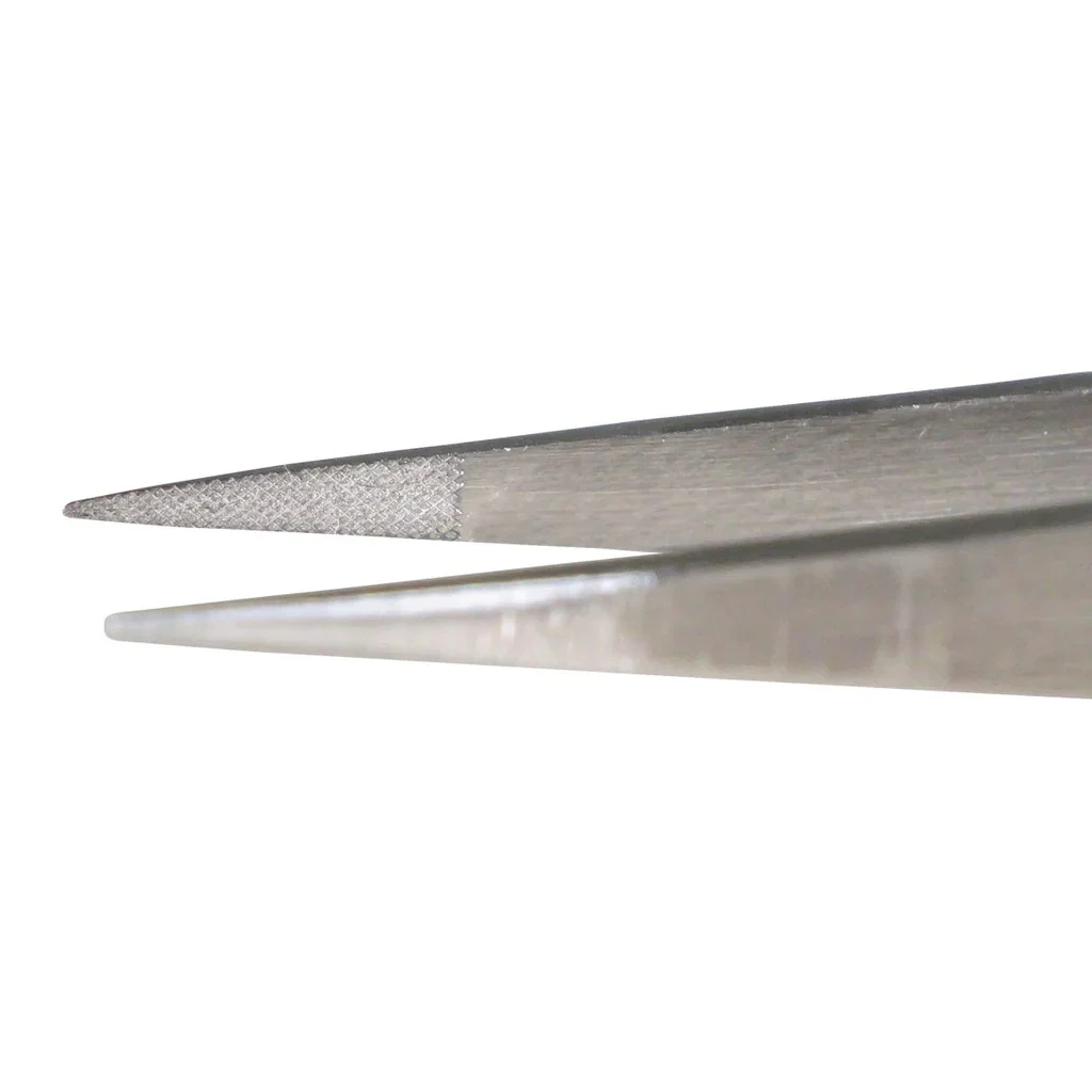 Aven Tools 18032EGS EZ Grip Micro-Serrated Stainless Steel Tweezers, OO Pattern - Image 2