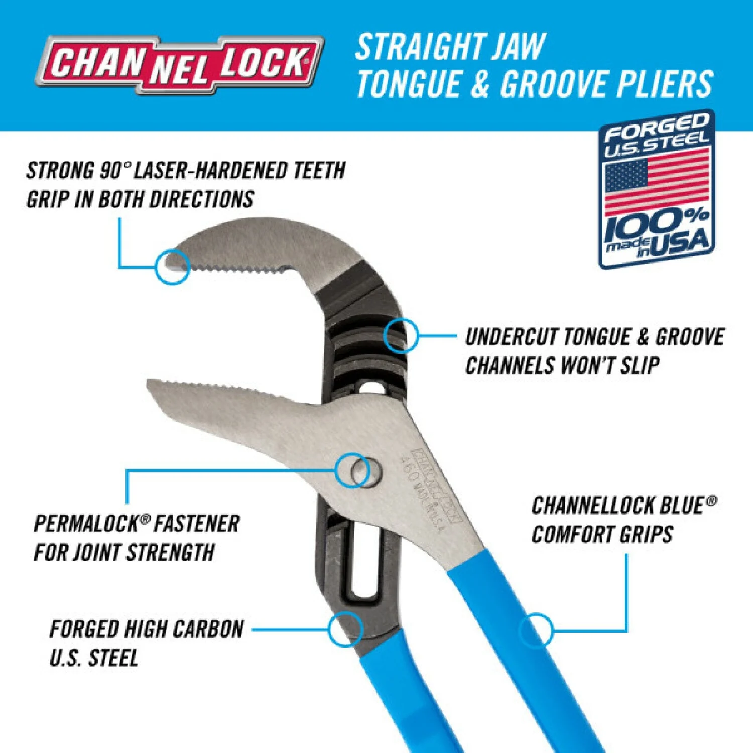 Channellock 460 16.5 Inch Straight Jaw Tongue & Groove Pliers - Image 5