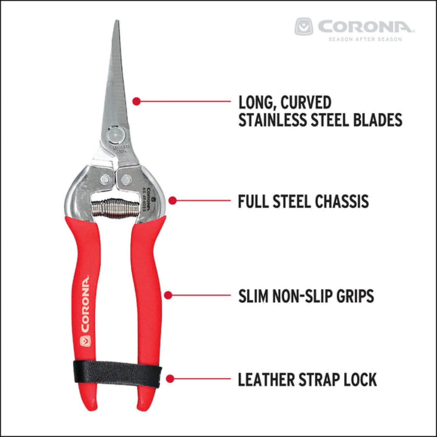 Corona AG 4940SS  Long Curved Snips - Stainless Steel, 1¾ Inch - Image 3