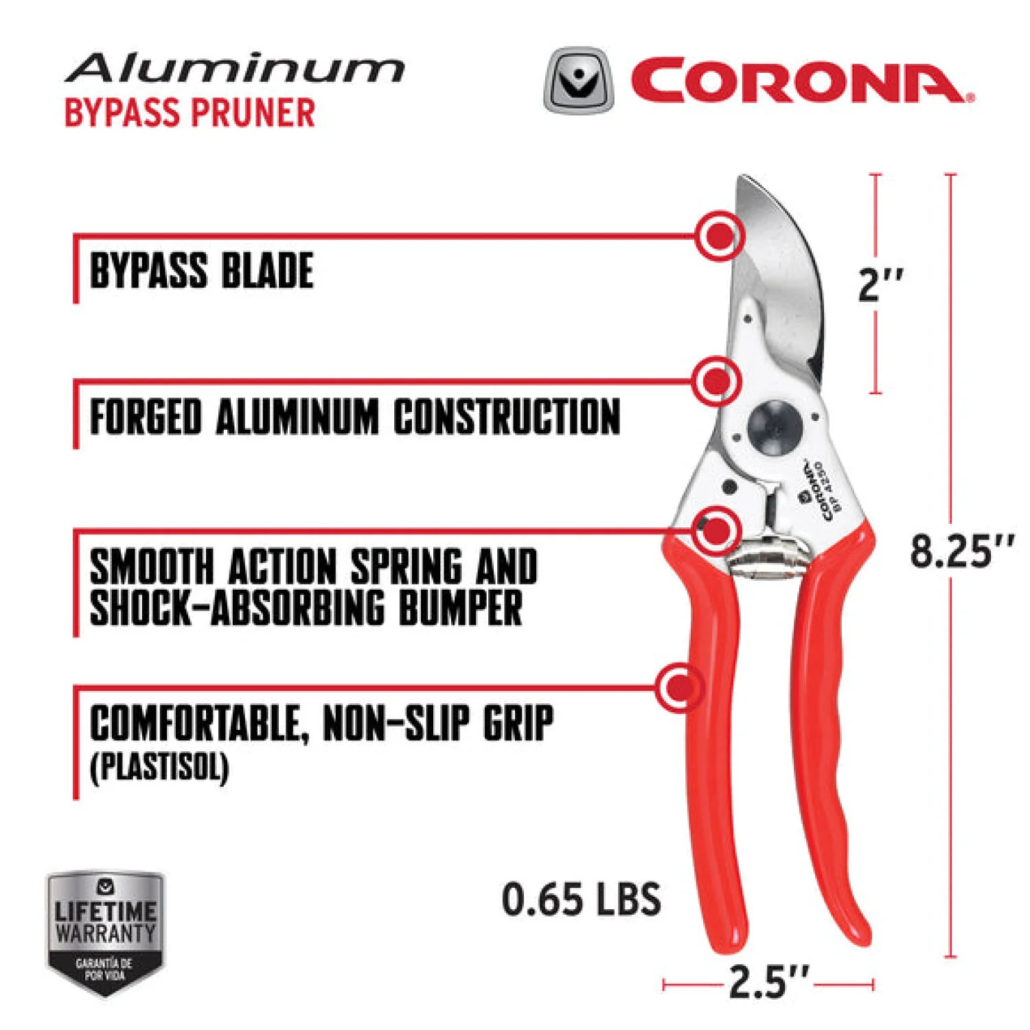 Corona BP 4250  ALUMINUM Bypass Pruner - 1 Inch, Straight - Image 2