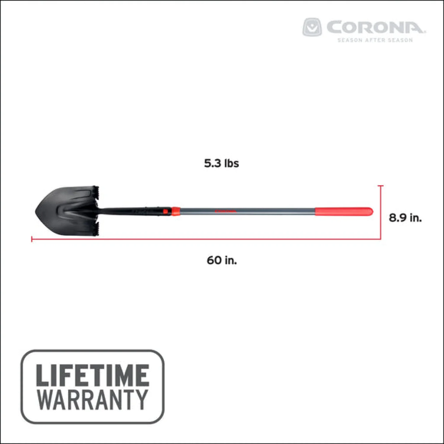 Corona SS16120  14 Round Square Point Fiberglass Handle Shovel - Image 7