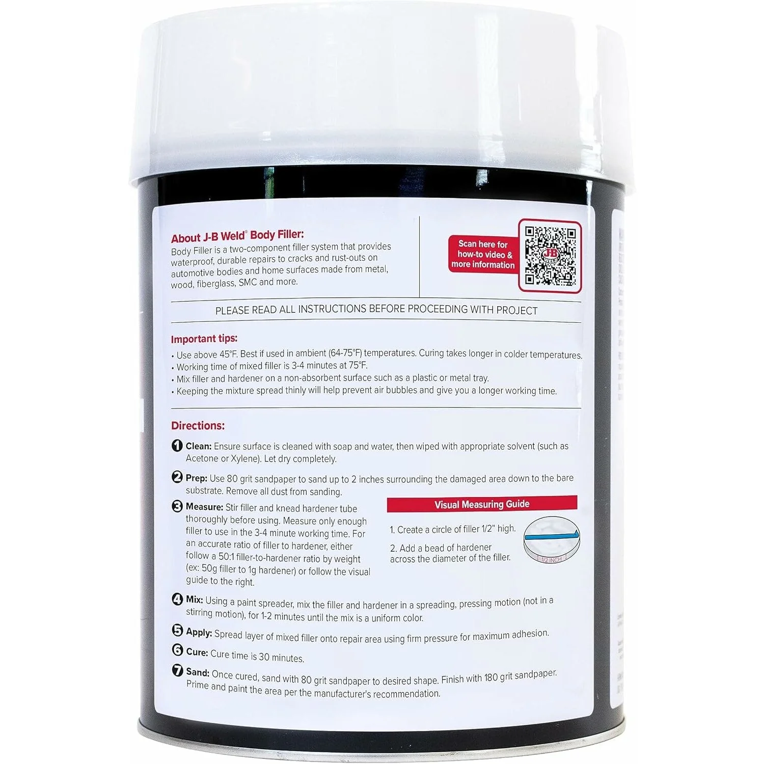 J-B Weld 40265 Body Filler, 1 Gallon - Image 2