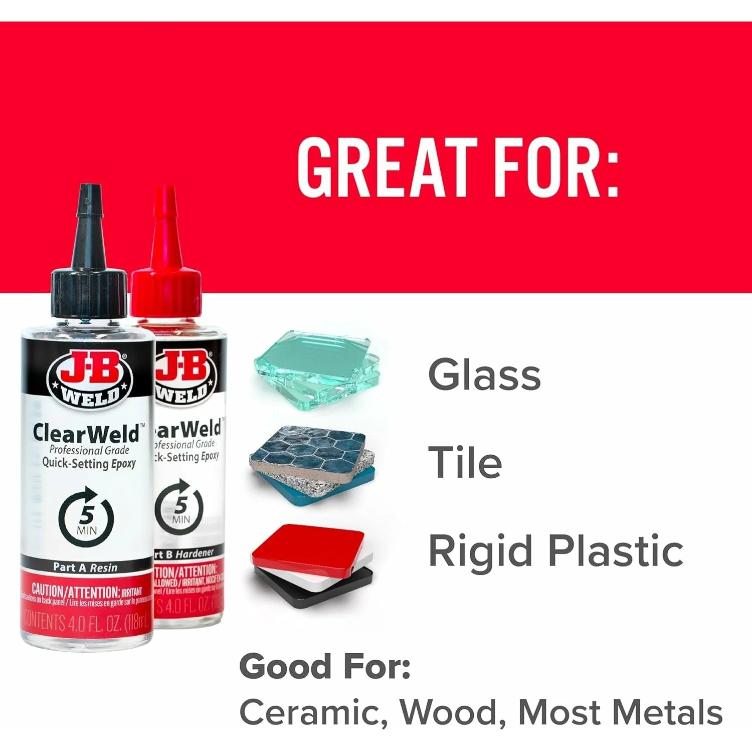 J-B Weld 50240H ClearWeld Professional Size Epoxy & Hardener, 8 oz. - Image 3
