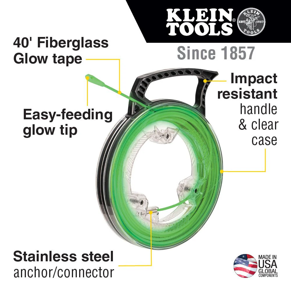 Klein Tools 50660 Glow in the Dark Fish Tape, 40-Foot - Image 8