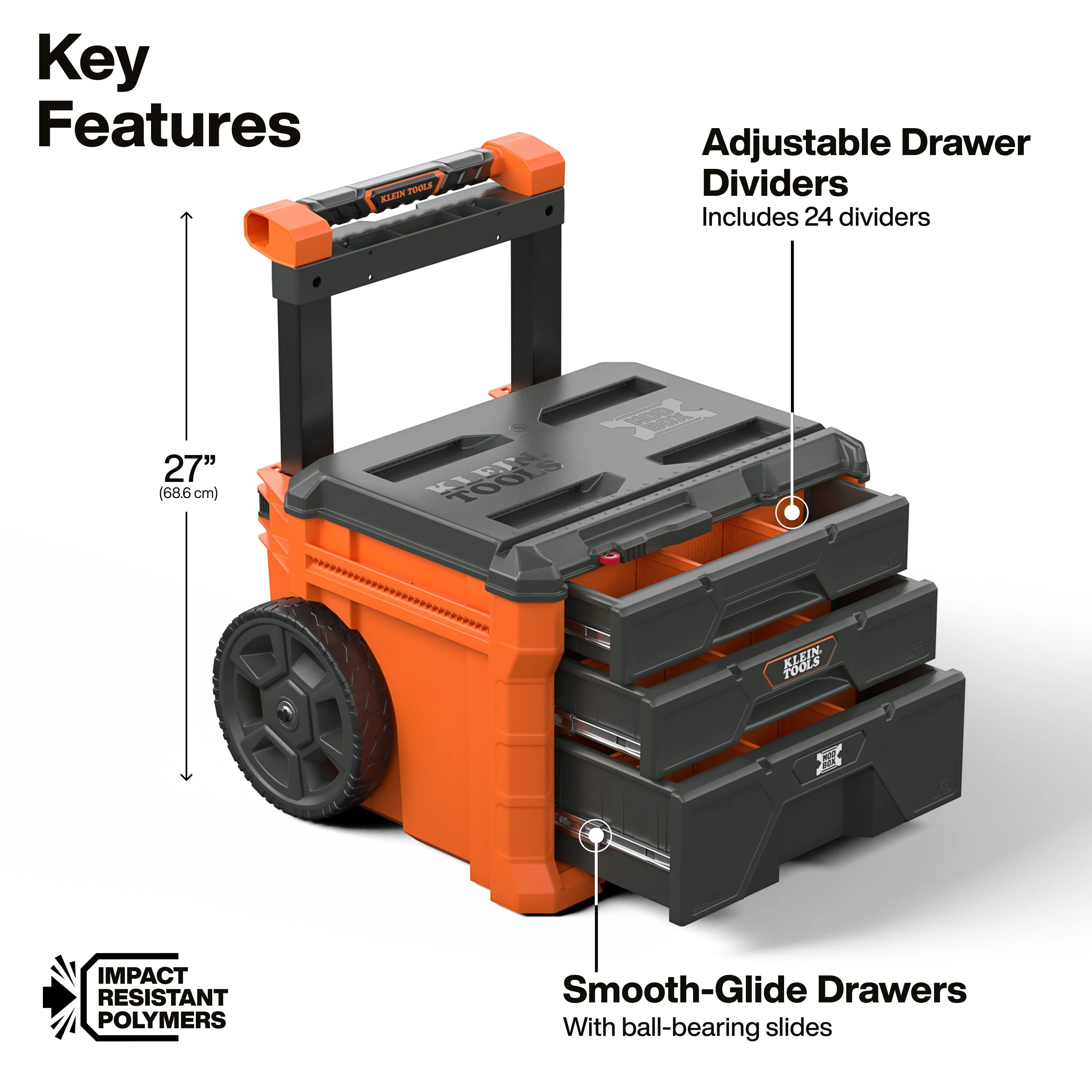 Klein Tools 54890MB MODbox Three Drawer Rolling Toolbox - Image 2