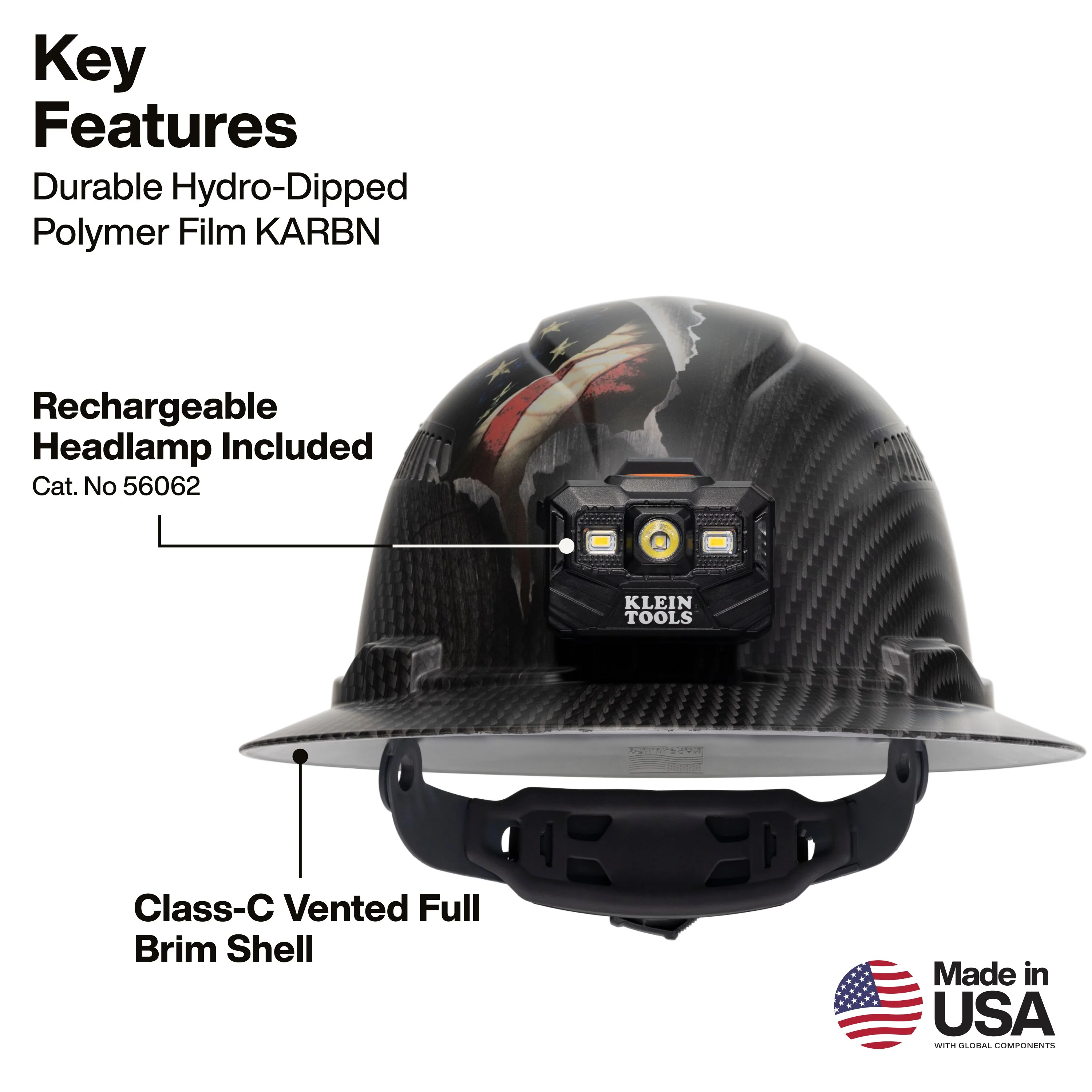 Klein Tools 60347FS Hard Hat, Freedom Series KARBN Pattern, Vented Full Brim, Class C - Image 2
