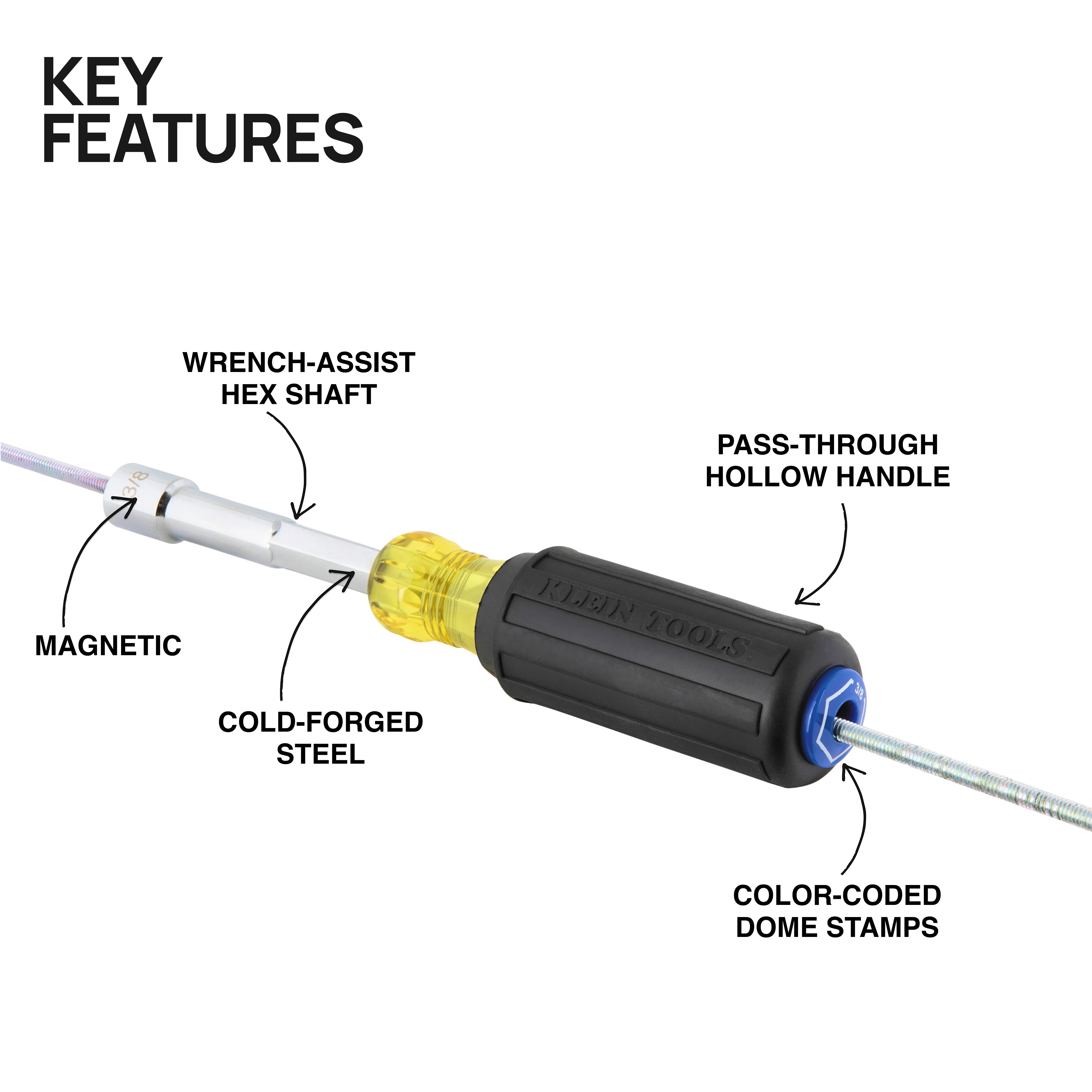 Klein Tools 65438MAG Color-Coded Magnetic Hollow-Shaft Heavy-Duty Nut Driver, 3/8" - Image 5