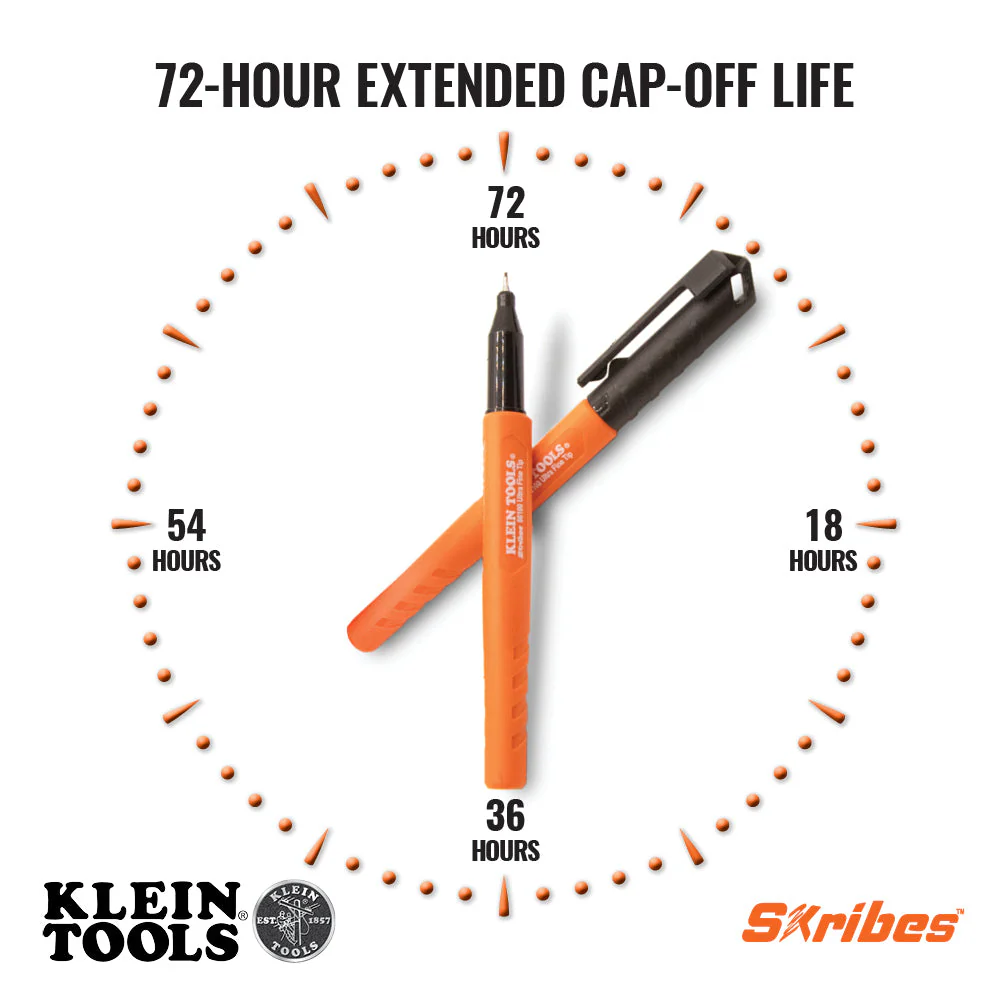 Klein Tools 861002 Skribes Ultra Fine Tip Permanent Markers, Black, 2-Pack - Image 3