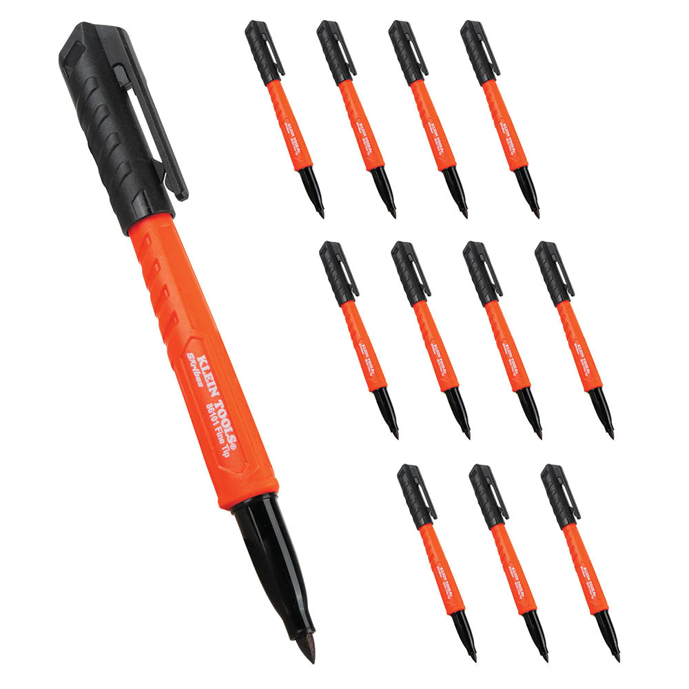 Klein Tools 8610112 Skribes Fine Tip Permanent Markers, Black, 12-Pack