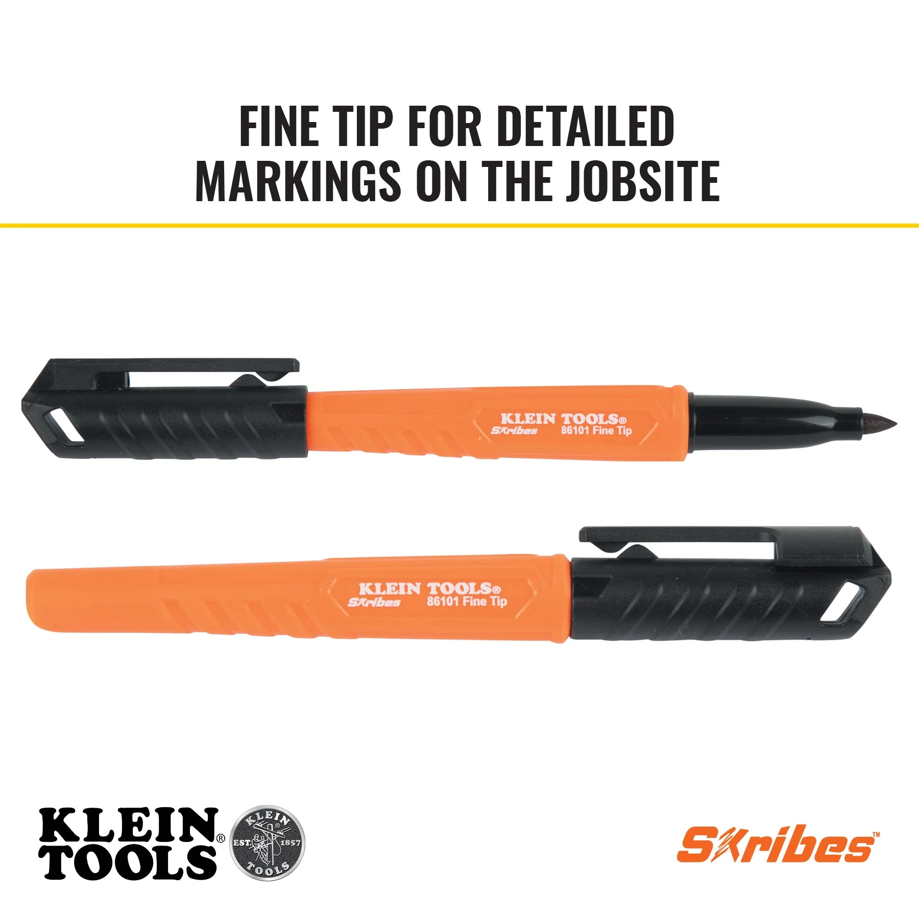 Klein Tools 8610112 Skribes Fine Tip Permanent Markers, Black, 12-Pack - Image 4