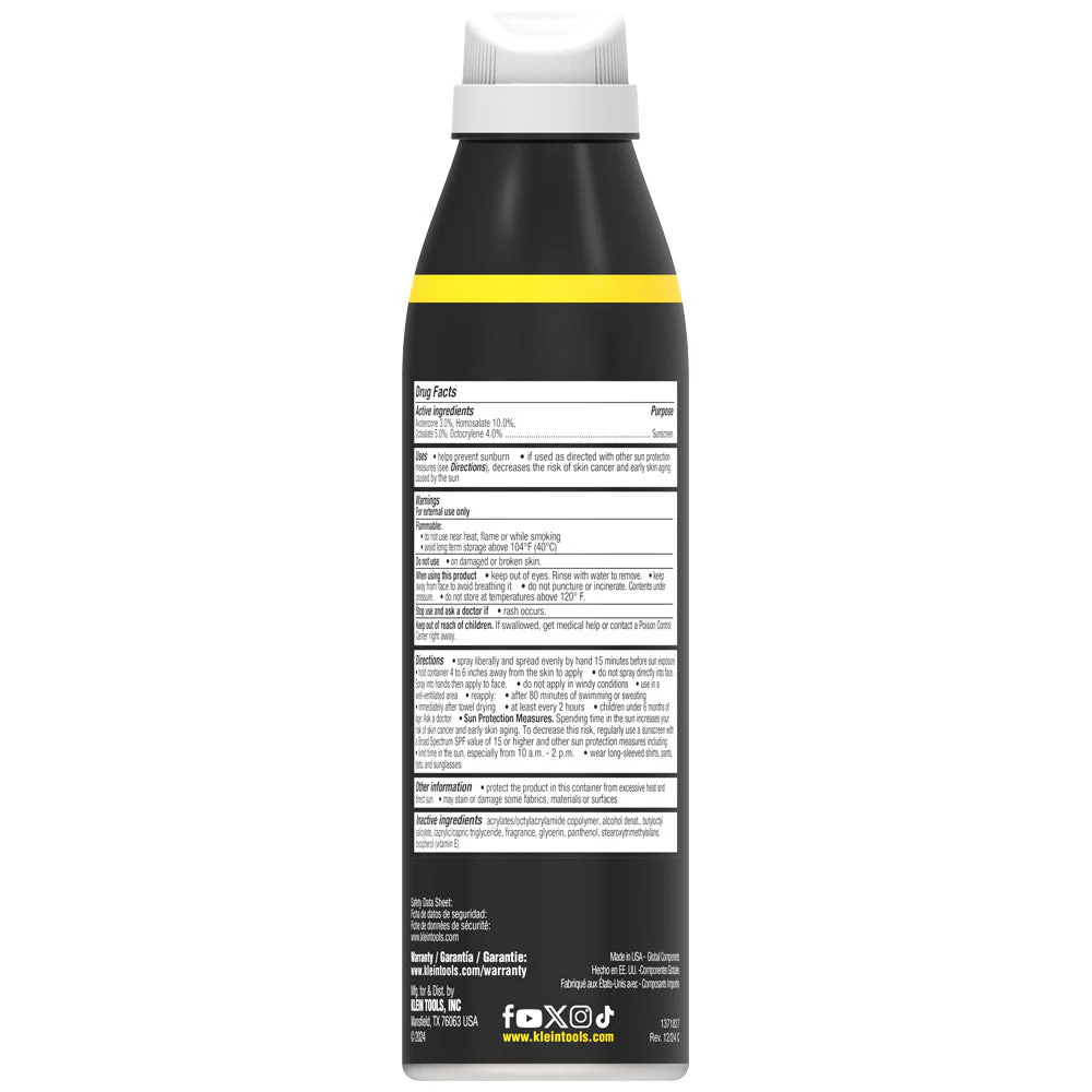 Klein Tools SPF50SPY55 Sunscreen Spray, Broad Spectrum SPF 50, 12-Pack - Image 4
