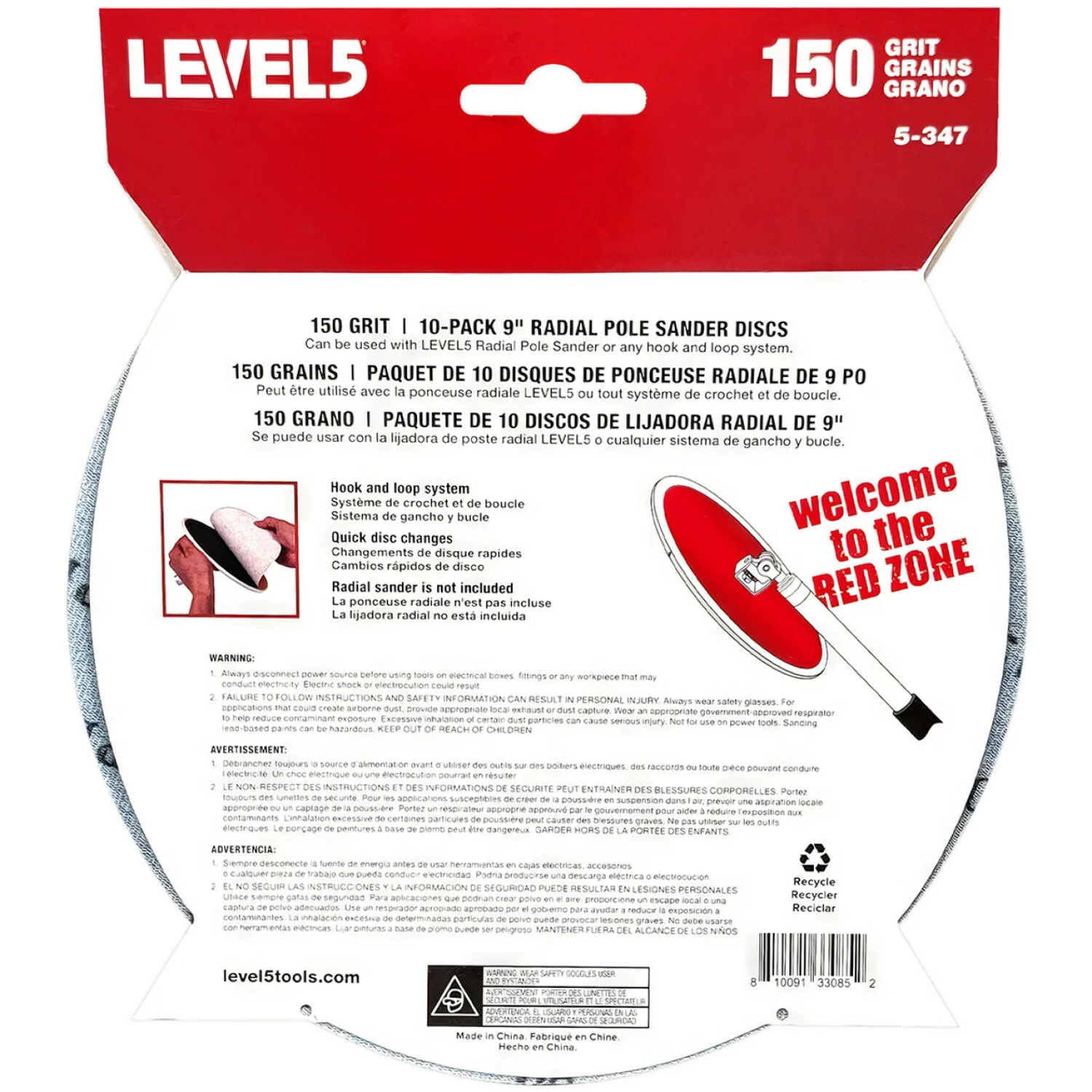 Level5 5-347 150 Grit 9" Radial Sander Disc - 10 Pack - Image 2