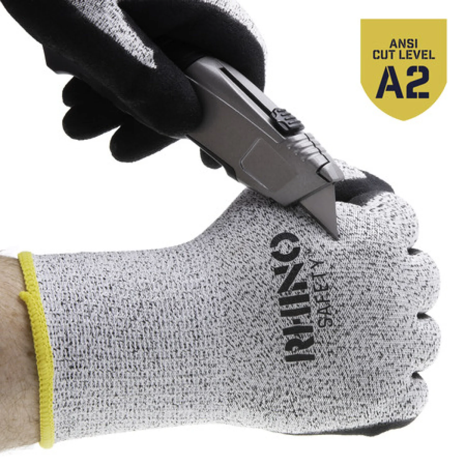 NSI GLV-500XL Black/White Nylon Cut-Resistant Gloves, Nitrile Palm, Extra Large - Image 4