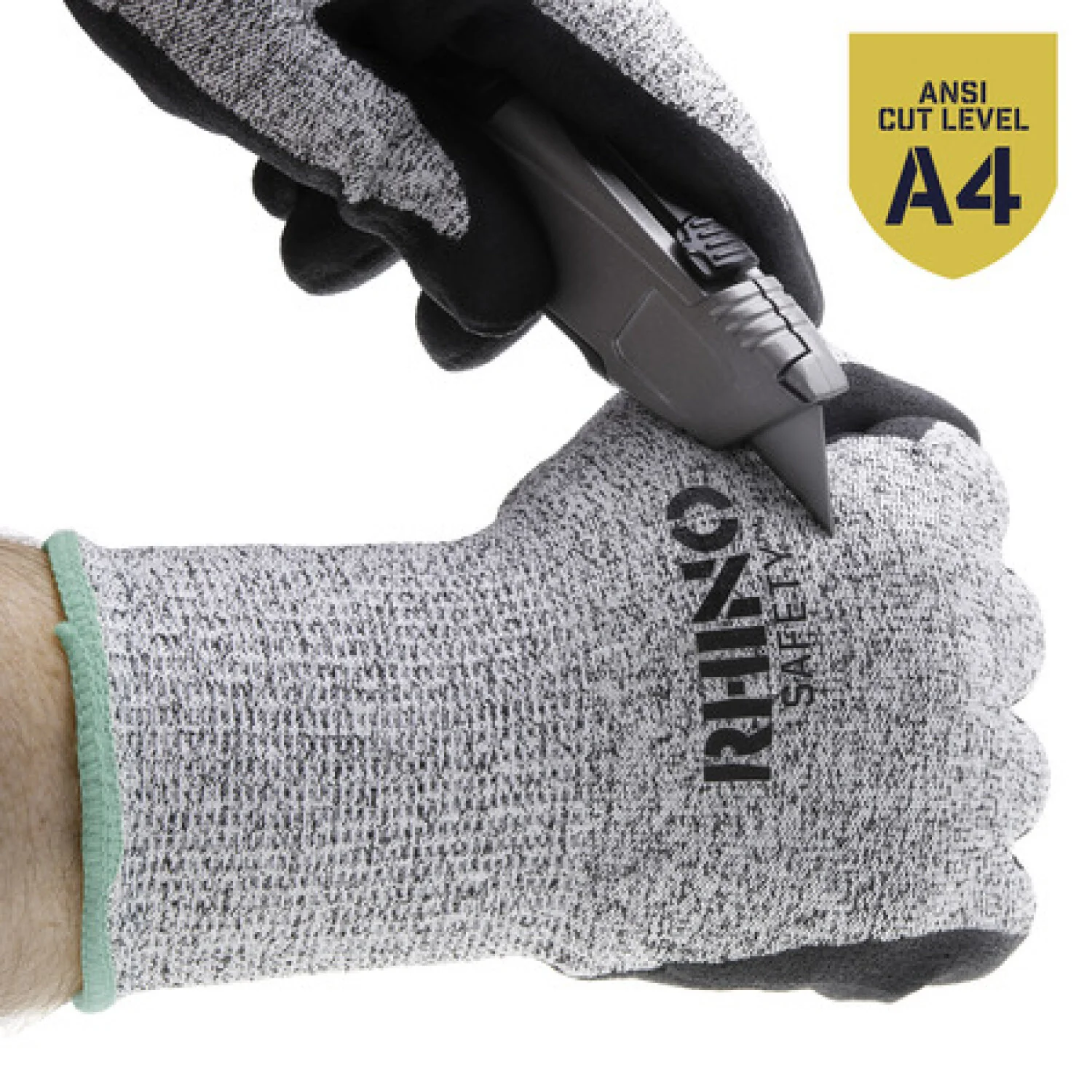 NSI GLV-600M Black/White HPPE Nylon Cut-Resistant Gloves, Nitrile Palm, Medium - Image 5