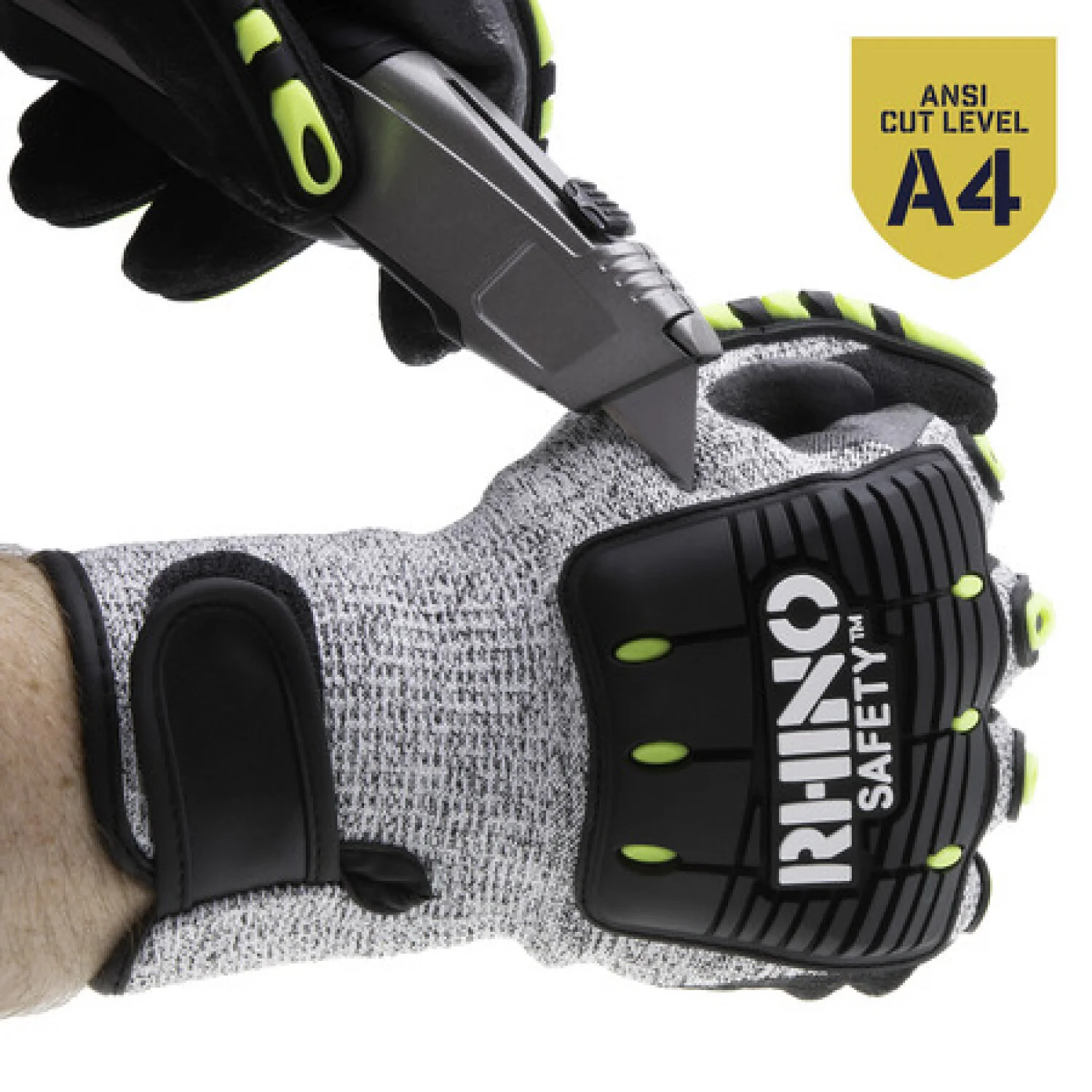 NSI GLV-800L White/Black Nylon A4 Cut-Resistant Gloves, Nitrile Palm, Large - Image 6