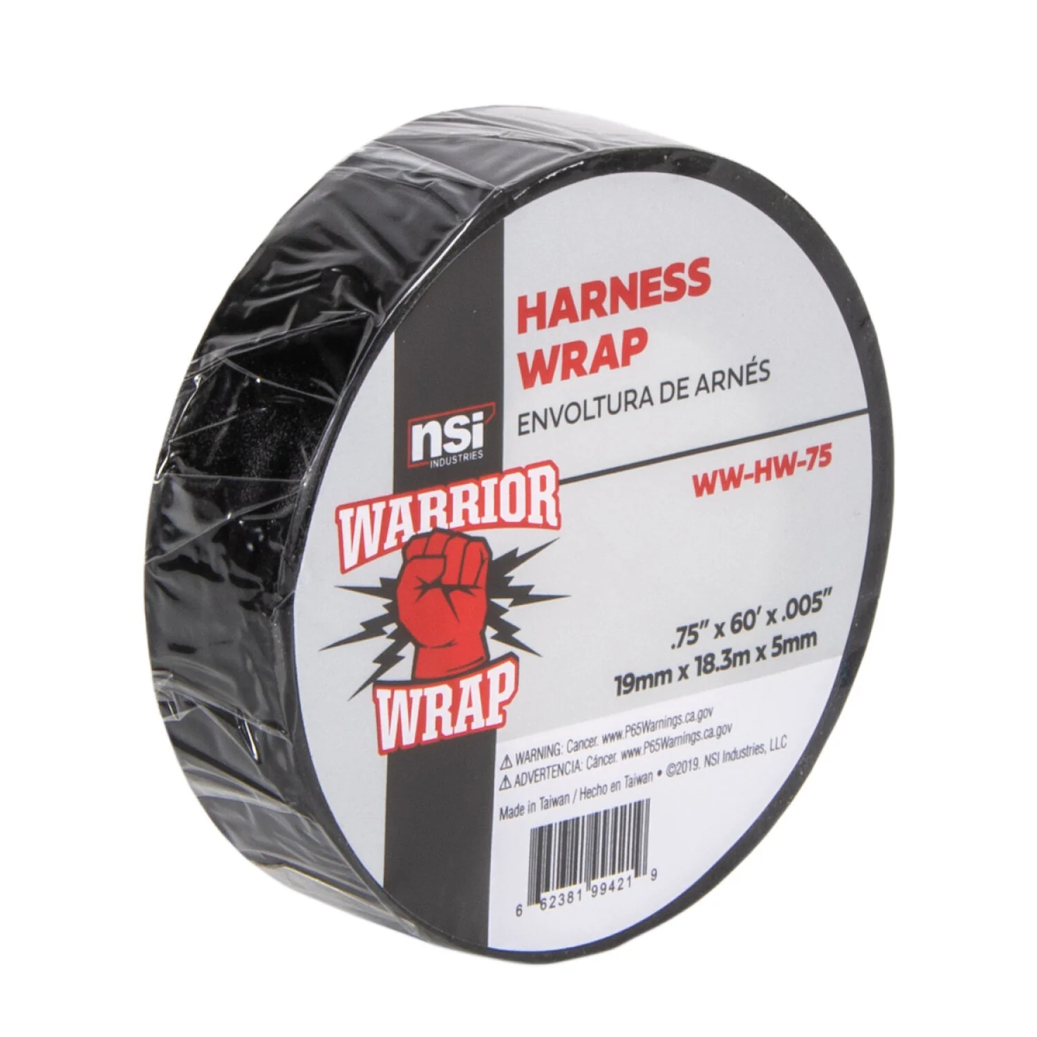 NSI WW-HW-75 Black Harness Wrap Vinyl Electrical Tape, .75in Wide, 60ft Long - Image 3