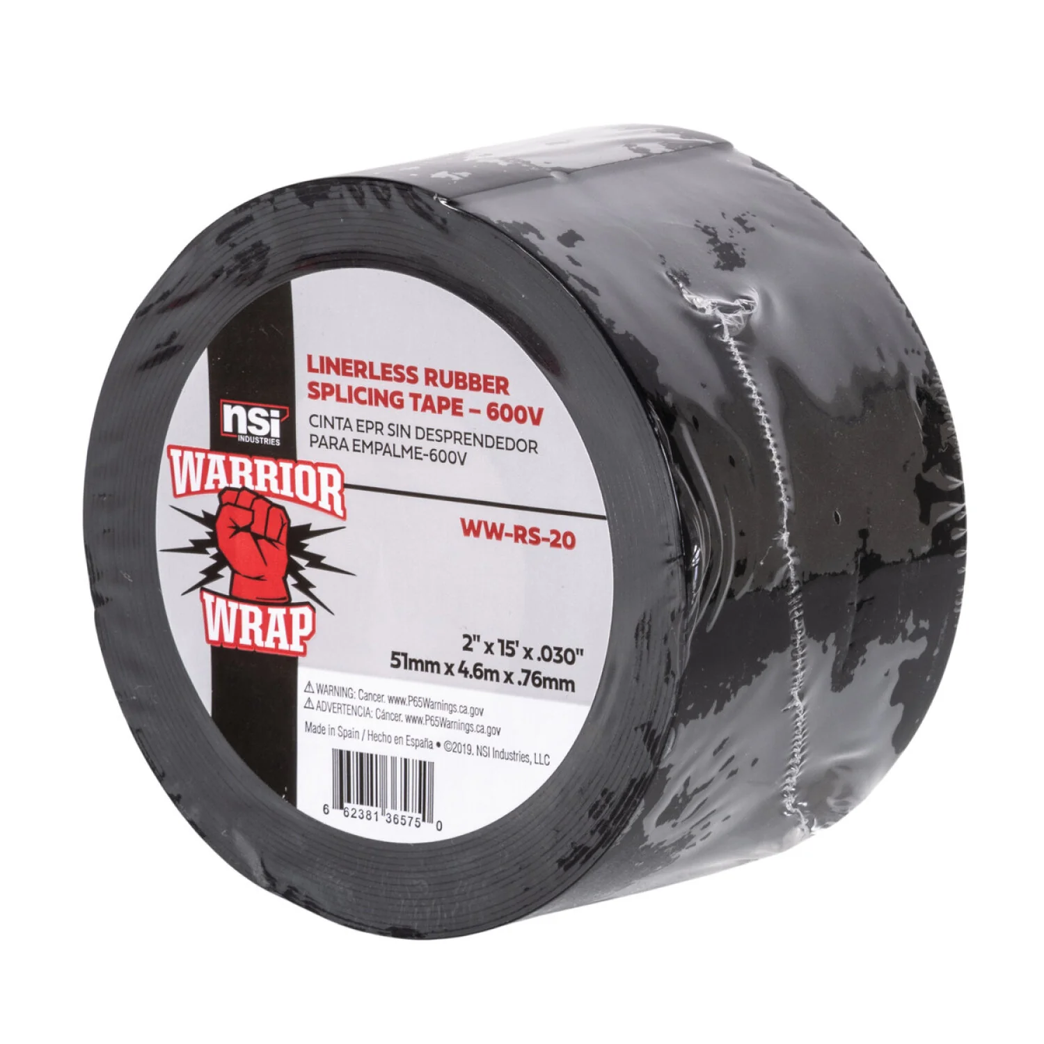 NSI WW-RS-20 Black Linerless Rubber Splicing Tape, 2in Wide, 15ft Long - Image 3