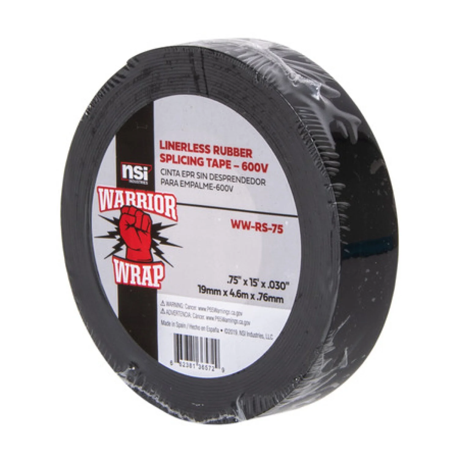 NSI WW-RS-75 Black Linerless Rubber Splicing Tape, .75in Wide, 15ft Long - Image 6