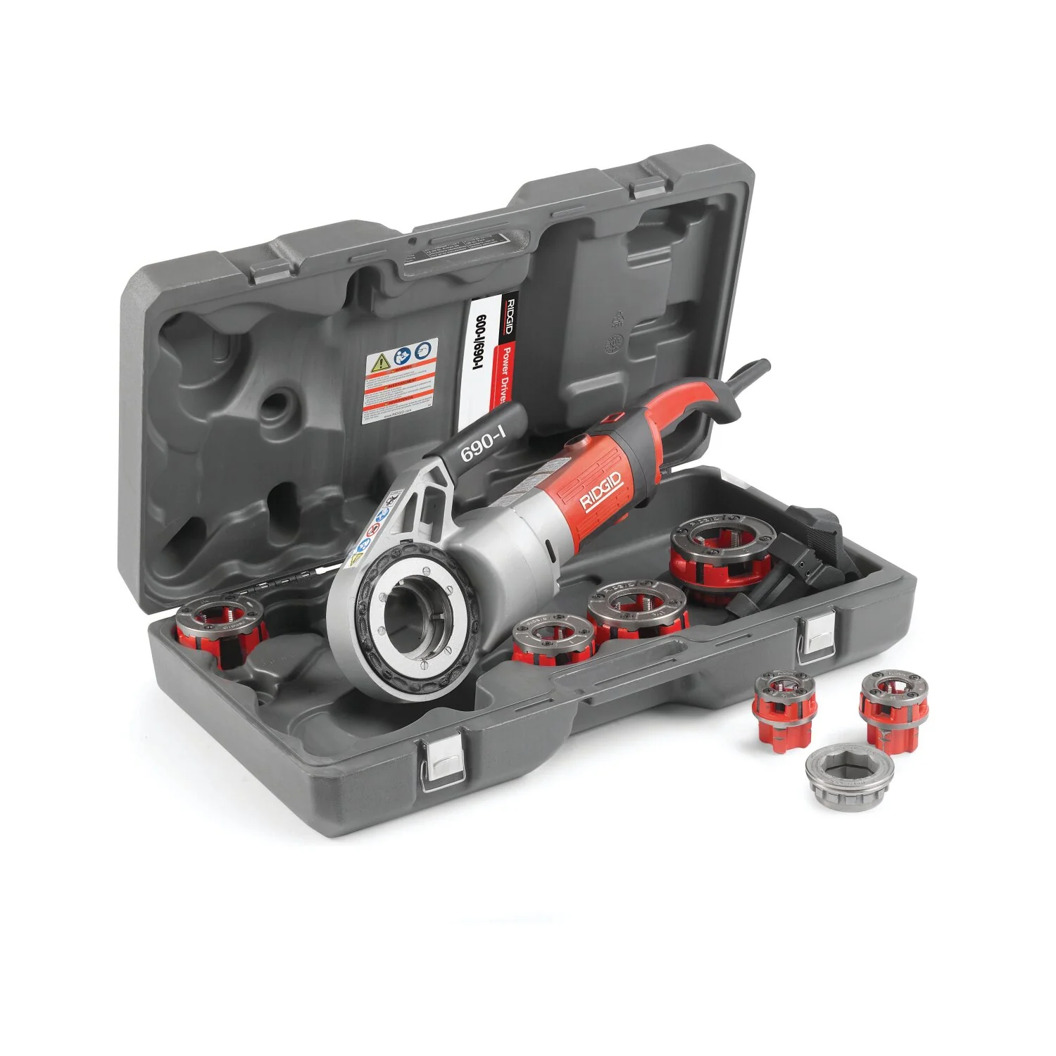 Ridgid 44923 Power Drive 1/2" - 2" NPT Die Heads, Case, & Support Arm - Image 7