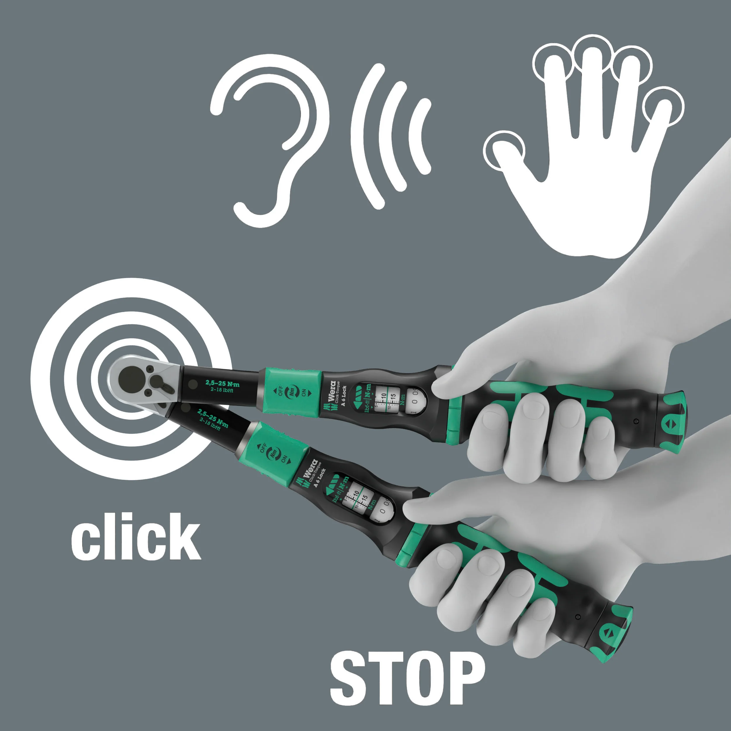 Wera Click-Torque Lock A 6 Torque wrench, adjustable, Torque Lock function, reversible ratchet, clockwise torque operation, 2.5-25 Nm - Image 5