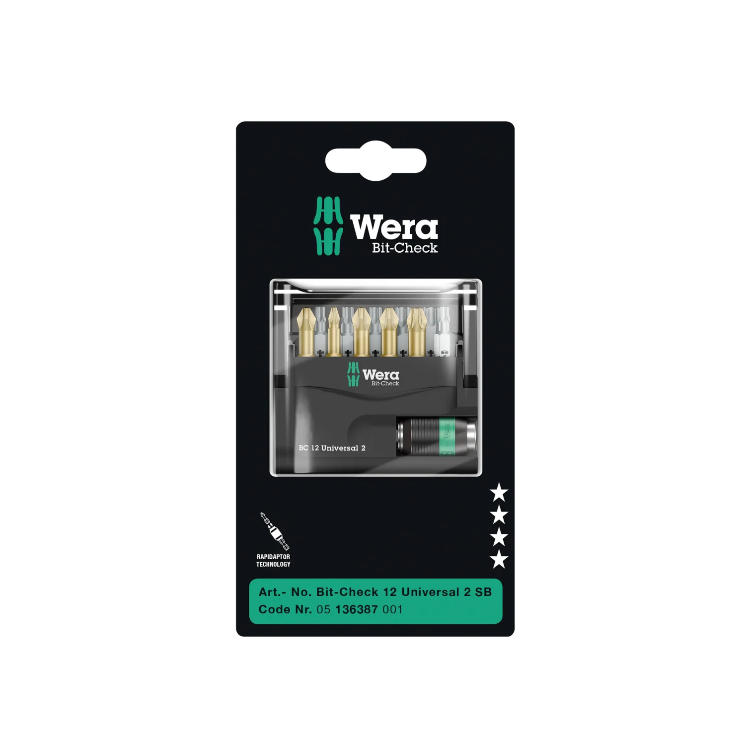 Wera Tools 05136387001 Bit-Check 12 Universal 2 SB Set