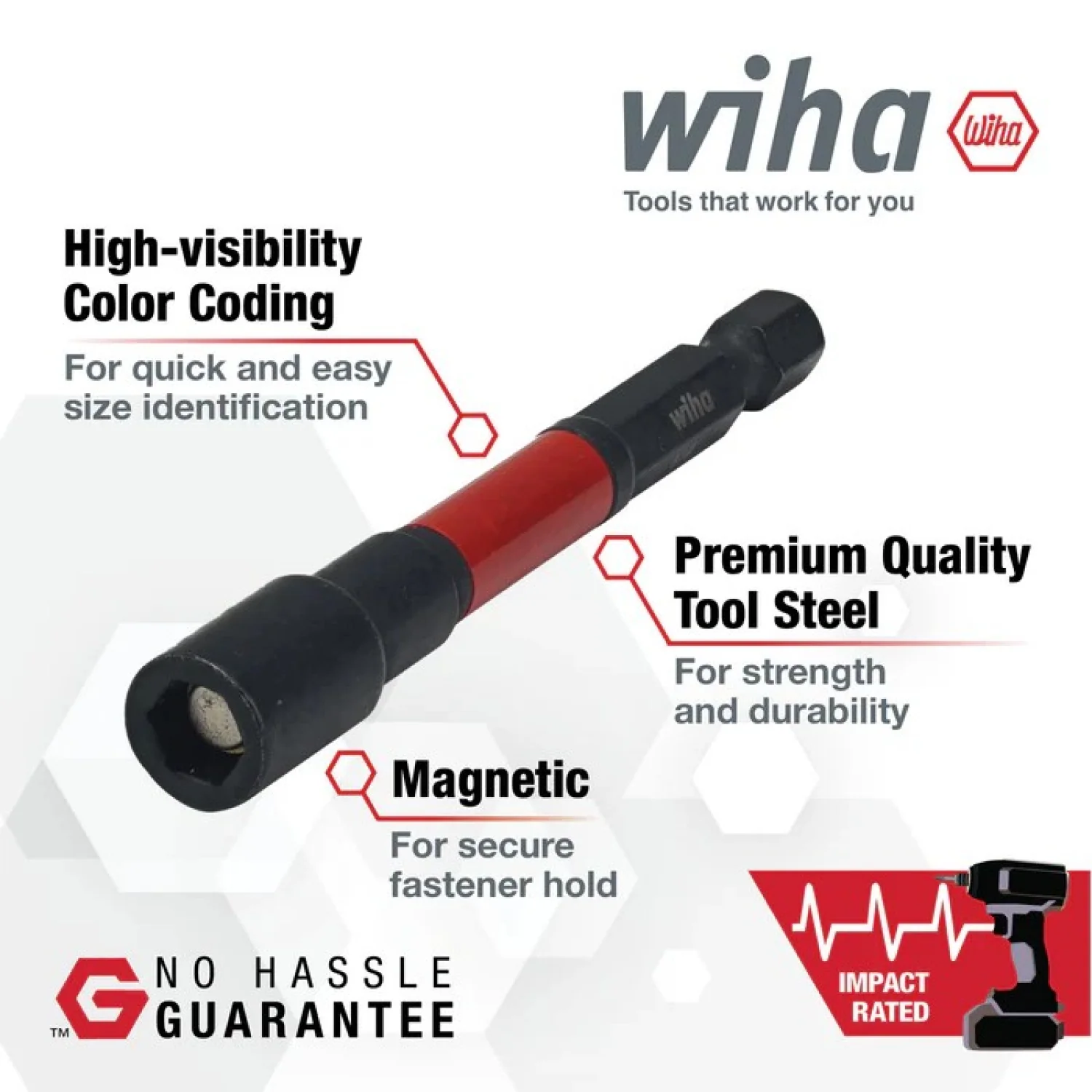 Wiha Tools 70457 Hex Impact Nut Setter, 1/4", 2-Pack - Image 2