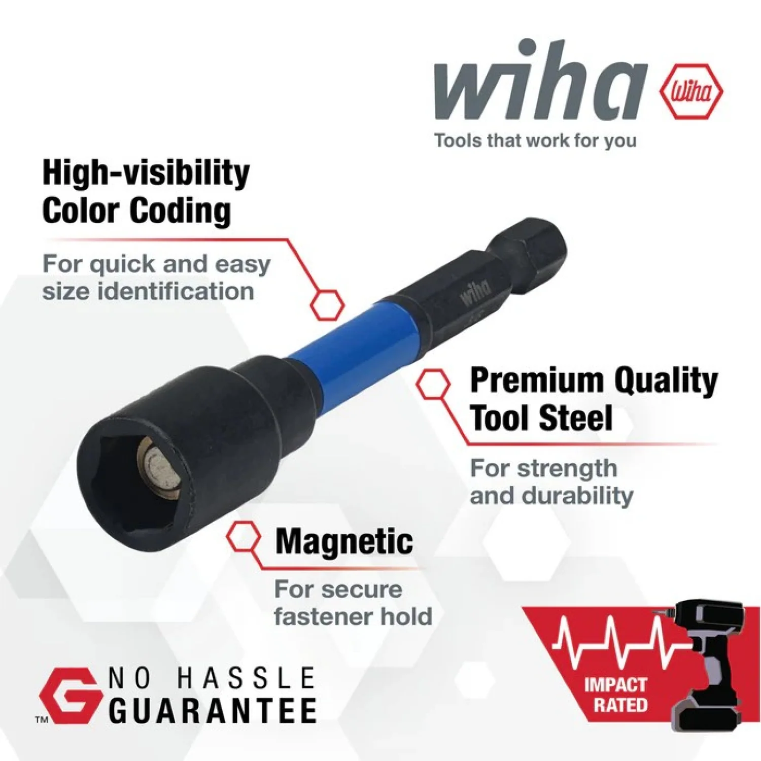 Wiha Tools 70459 Hex Impact Nut Setter, 3/8", 2-Pack - Image 2